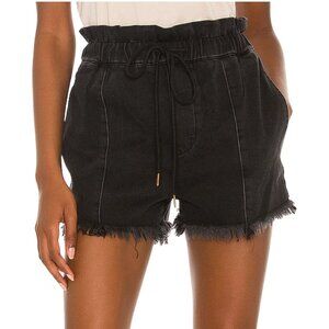 Pistola Cooper Paper Bag Shorts Womens XS Black High Rise Elastic Waist Cotton